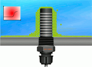 Graphic of biofilm on sensor Biofilm on sensor diagram